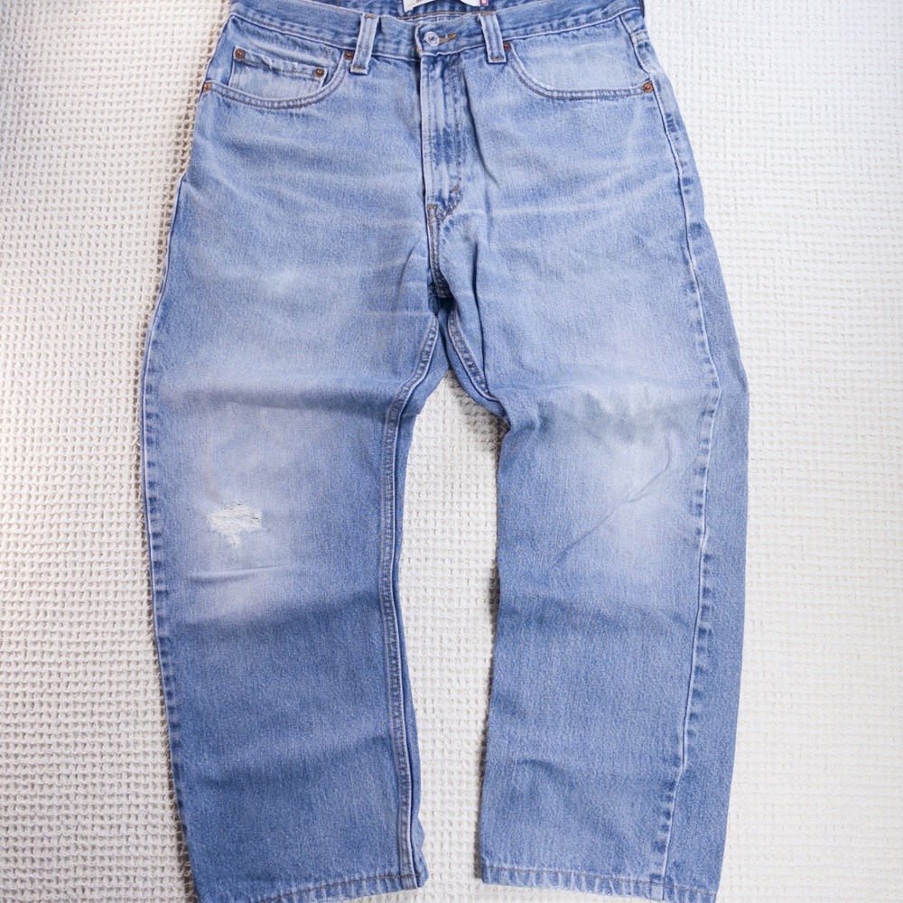 Levis 505 Regular Fit Jeans Mens 33x30 Light Wash Blue Straight Leg Denim 0363